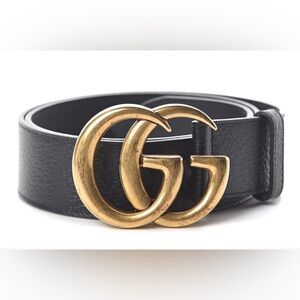 Gucci Black Belt with Gold GG Buckle